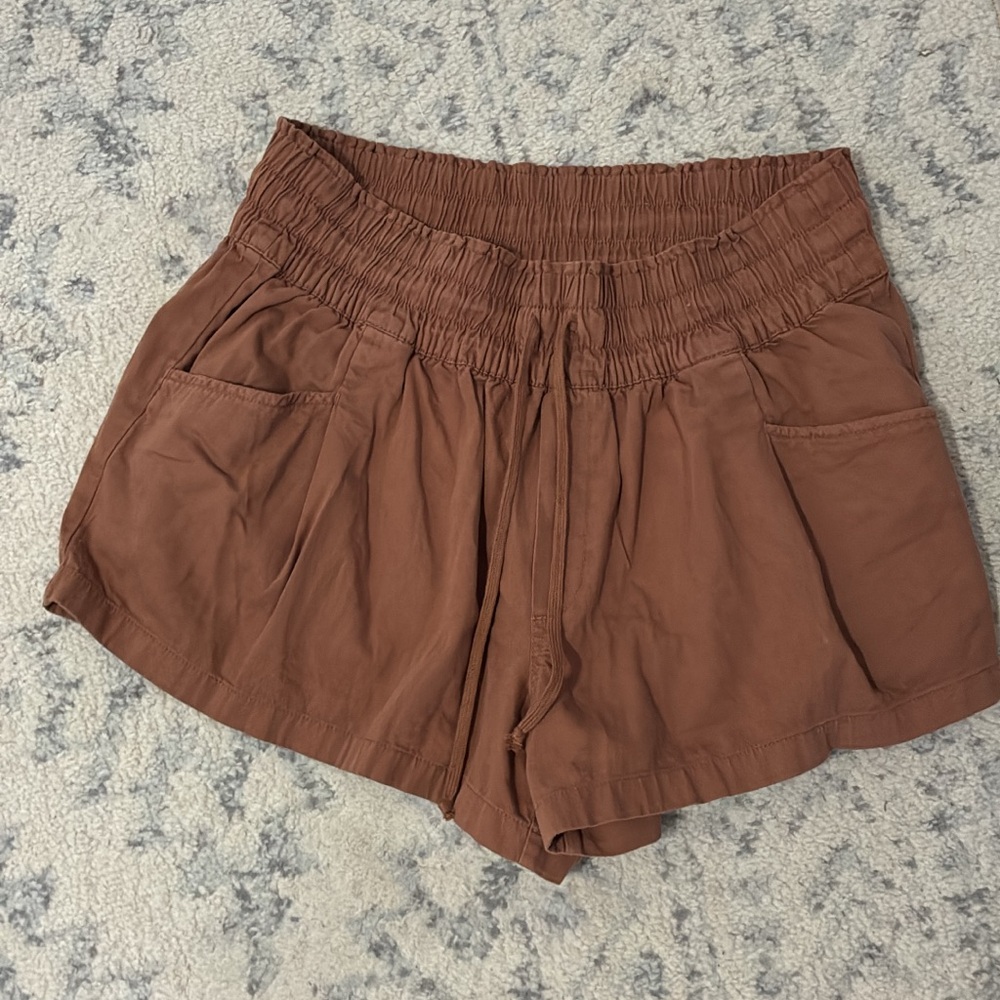 aerie Brown Elastic-Waist Pull-On Shorts
